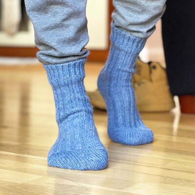 Doogan Donegal 100% Pure Wool Irish Walking Socks  Denim Colour